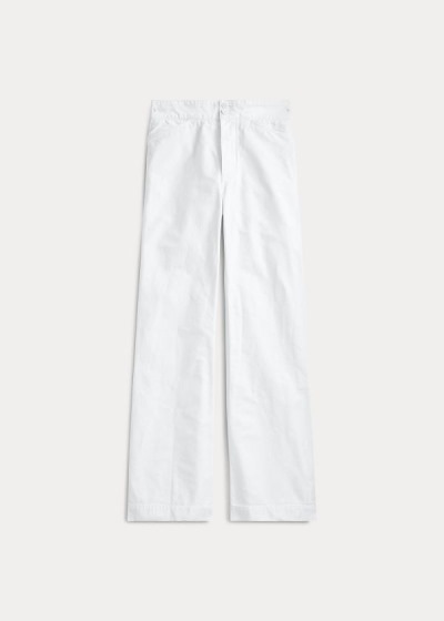 Pantalones Ralph Lauren Mujer Blancos - Mid-Rise Flare Cotton - ZLRUX9520